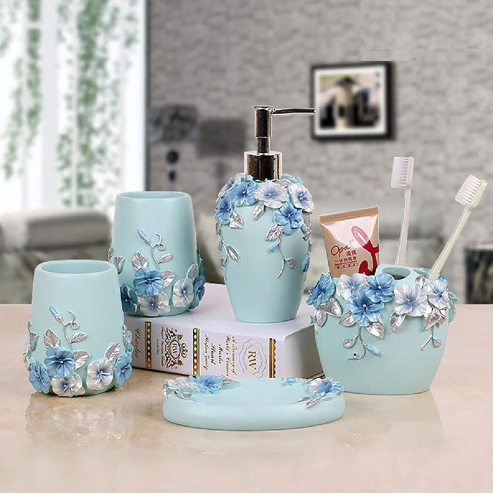 Rosdorf Park Bathroom Accessories Set, 5Piece Bathroom Gift Set